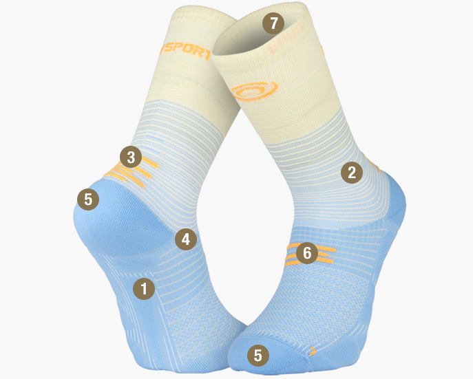 RUN MARATHON high socks beige/blue sky